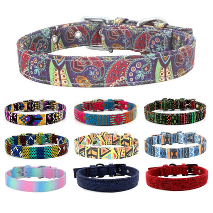 Pet Collar Double Layer Colorful Fabric Dog Collar Traction Dog Leash - Pets Crazy Shops