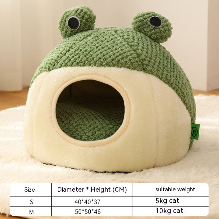 Pet Cat Dog Nest Little Frog Series Warm Plush Mat Autumn Winter Pet House Full Package Nest For Small Cats Dogs Within 5KG - Pets Crazy Shops