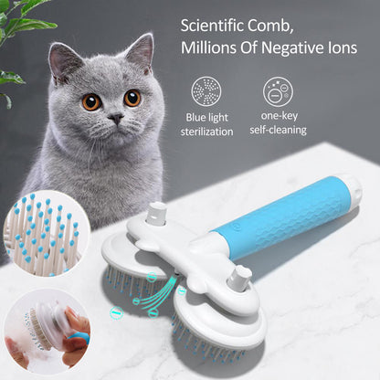 Pet Cat Brush Dog Slicker Brush Double-headed Negative Ion One-button Self Cleaning Dog Cat Hair Removal Pets Products - Pets Crazy Shops