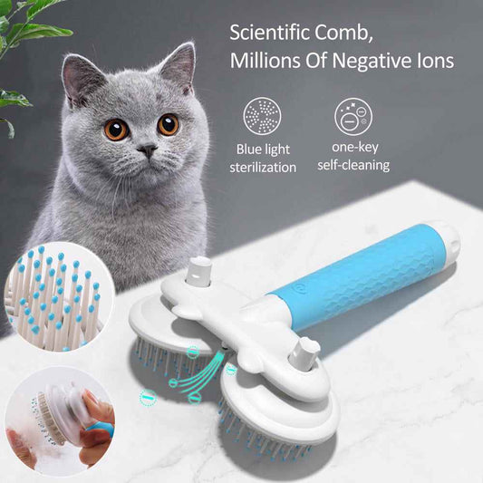 Pet Cat Brush Dog Slicker Brush Double-headed Negative Ion One-button Self Cleaning Dog Cat Hair Removal Pets Products  -  - Pets Crazy Shops -