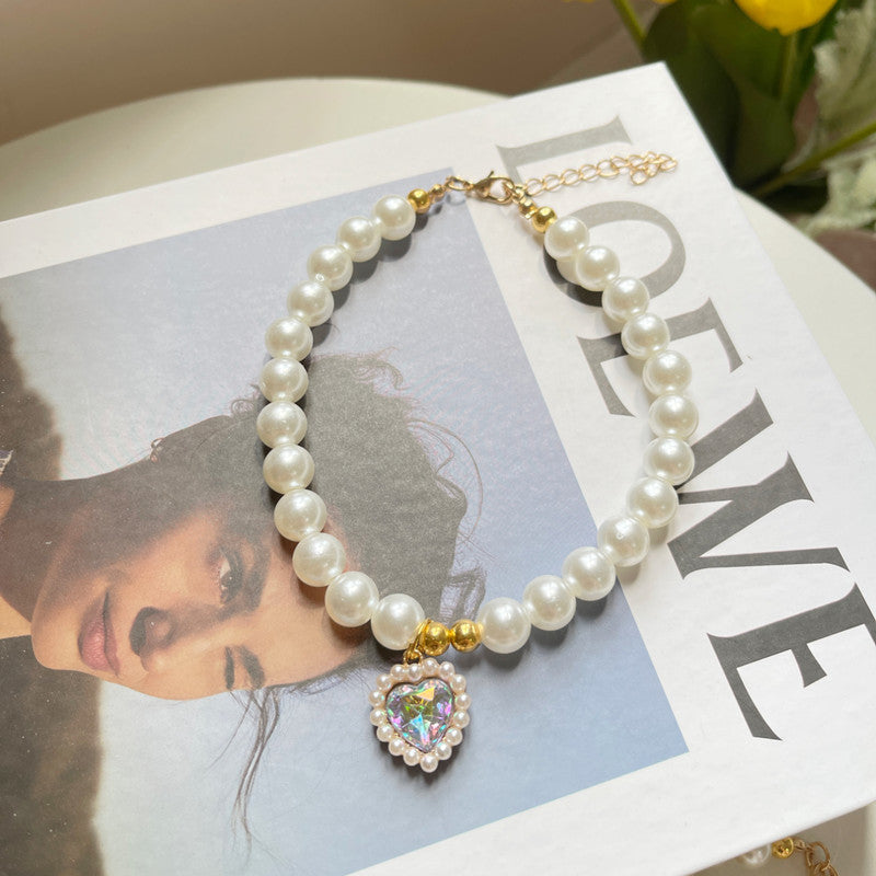 Pet Jewelry Cat Dog Necklace Retro Love Crystal Pendant Necklace Pet Products - Pets Crazy Shops