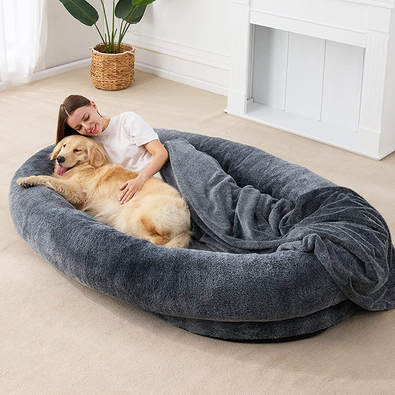 Large Human Short Plush Dog Bed - Pets Crazy Shops