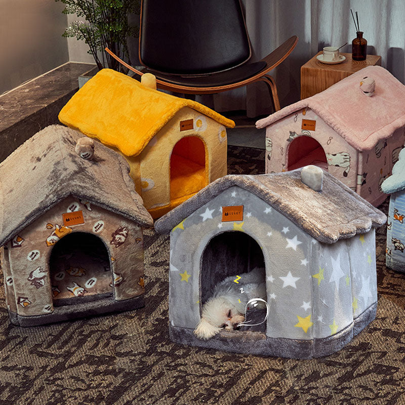 Foldable Dog House Pet Cat Bed Winter Dog Villa Sleep Kennel Removable Nest Warm Enclosed Cave Sofa Pets Supplies - Pets Crazy Shops
