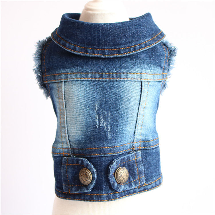 Designer Dog Clothes Small Dog Denim Jacket Coat Cat Costume Puppy Jeans Vest Spring Clothing - Pets Crazy Shops