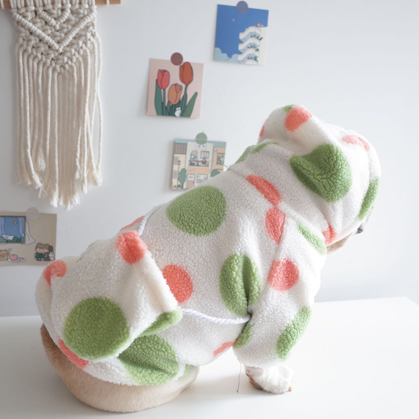 Pet Apparel Dog Grain Fleece Dot Print Hoodie - Pets Crazy Shops