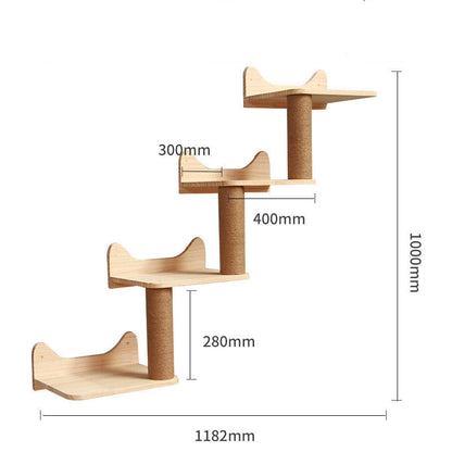 Pet Cat Climbing Frame Wall Type Solid Wood Wall Hanging Platform Ladder Pets Accessories - Pets Crazy Shops