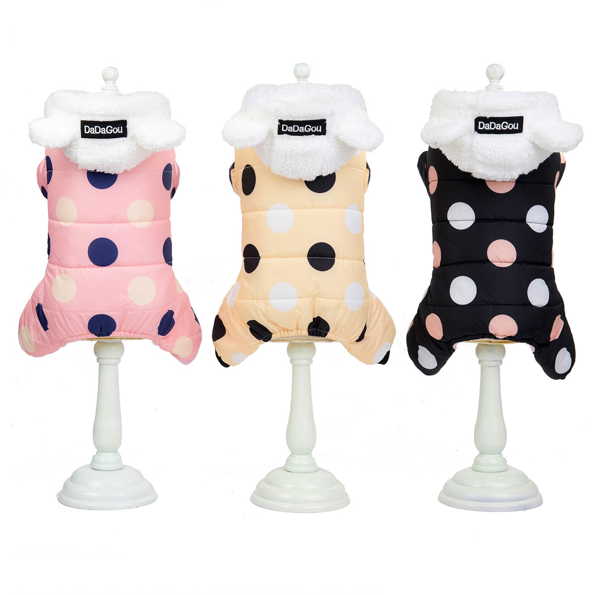 Warm big polka dot four-leg cotton coat - Pets Crazy Shops