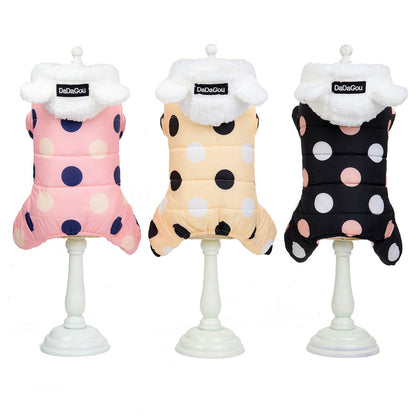 Warm big polka dot four-leg cotton coat - Pets Crazy Shops
