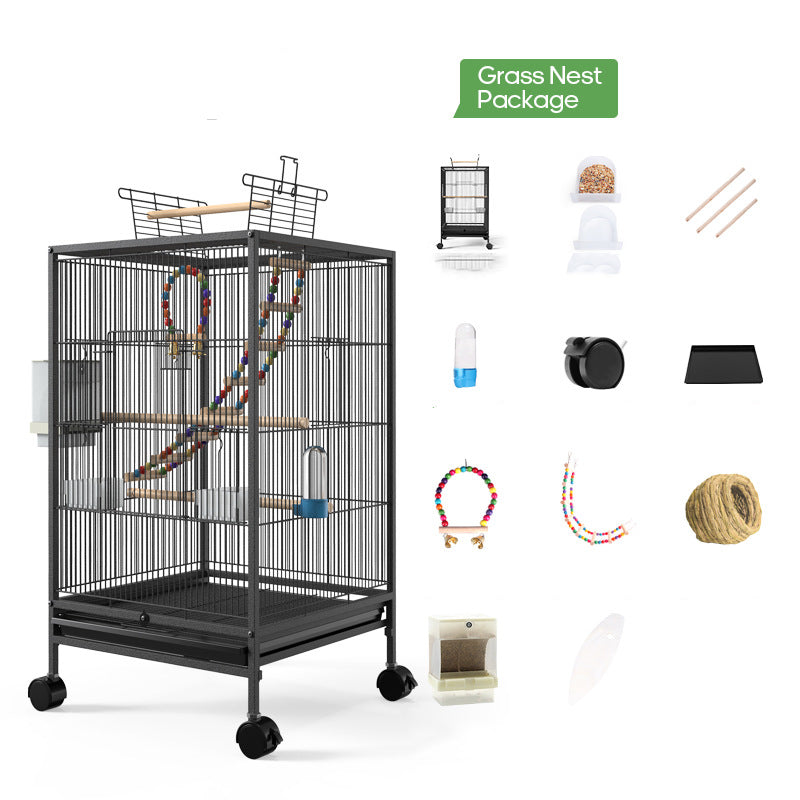Parrot Xuanfeng Bird Cage With Feeder Toy Grass Nest Breeding Box - Pets Crazy Shops