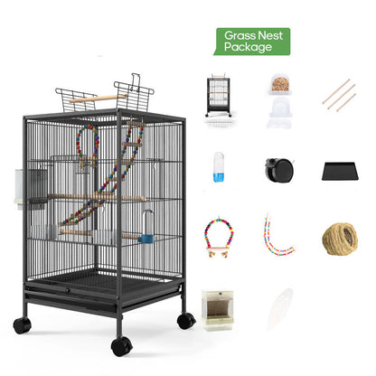Parrot Xuanfeng Bird Cage With Feeder Toy Grass Nest Breeding Box - Pets Crazy Shops