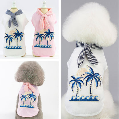 Coconut tree embroidery from pet clothing - Pets Crazy Shops