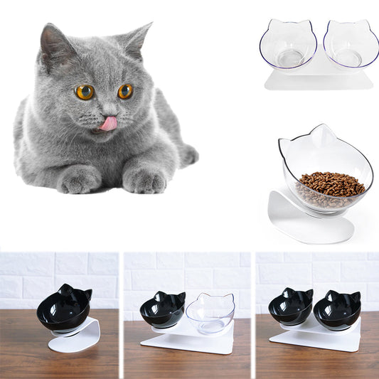 Cat Double Bowl Cat Food Bowl Protects Cervical Vertebra  -  - Pets Crazy Shops -