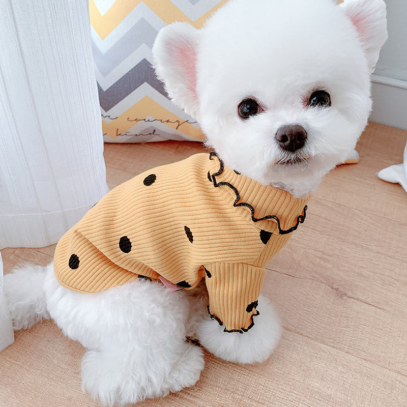 Dot turtleneck dog bottoming shirt - Pets Crazy Shops