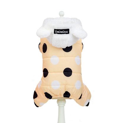 Warm big polka dot four-leg cotton coat - Pets Crazy Shops