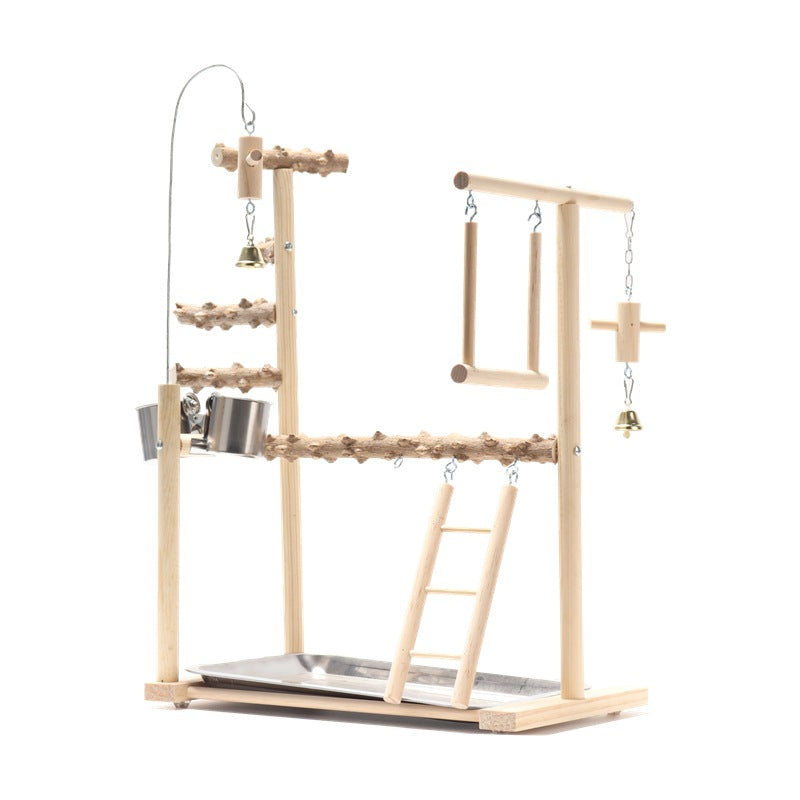 Bird Playground Interactive Platform Stand Pole Solid Wood Frame - Pets Crazy Shops