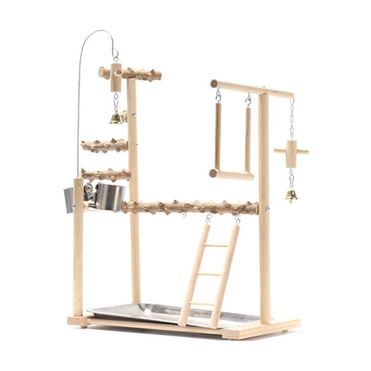 Bird Playground Interactive Platform Stand Pole Solid Wood Frame - Pets Crazy Shops