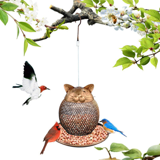 Cat Shaped Bird Feeder Cat Shaped Vintage Handmade Outdoor Decor Villa Garden Decoration Hanging Bird Outdoor Feeder - Pets Crazy Shops