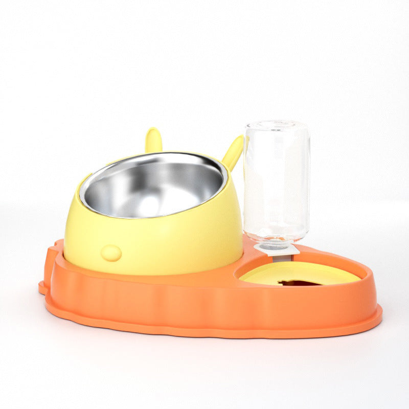 Double Bowl Stainless Steel Carrots Antiskid Pet Feeding Tool Tilt Design Carrot Appearance Dog Bowl For Indoor Pets Products - Pets Crazy Shops