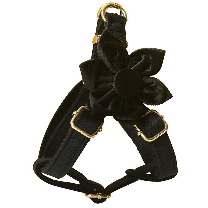 Black Flannel Gold Buckle Dog Harness Pet Supplies Pet Chest Harness - Pets Crazy Shops