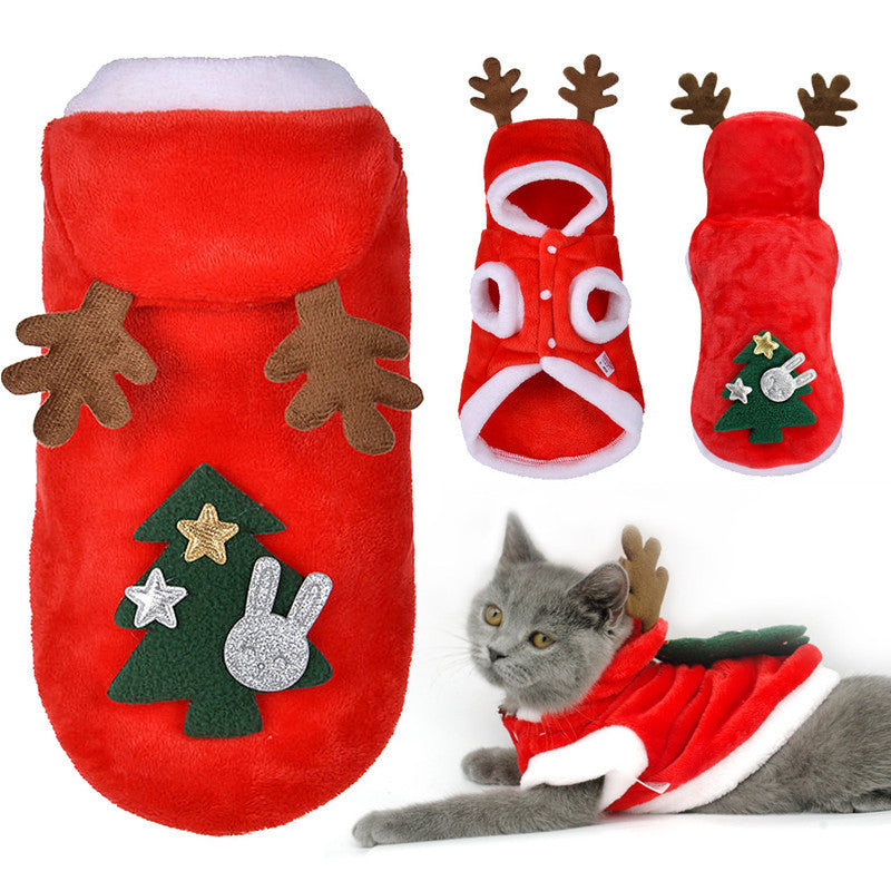 Pet flannel elk christmas clothes - Pets Crazy Shops