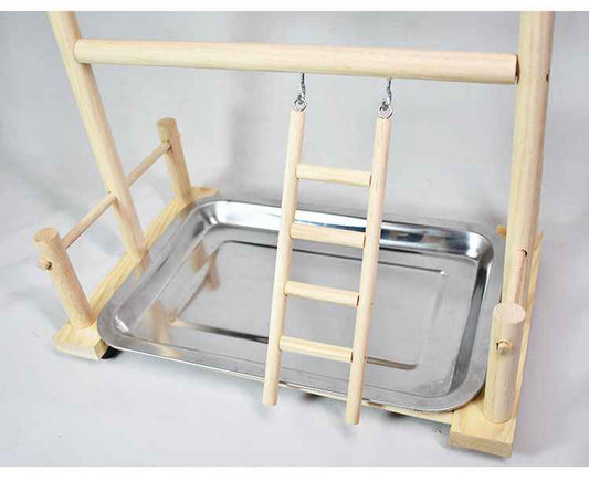 Solid Wood Toy Swing Climbing Ladder Shelf Peony Xuan Double-layer Stainless Steel Food Box  -  - Pets Crazy Shops -