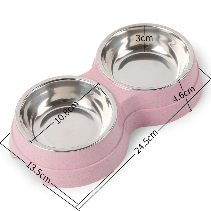 Double Pet Bowls Dog Food Water Feeder Stainless Steel Pet Drinking Dish Feeder Cat Puppy Feeding Supplies Small Dog Accessories - Pets Crazy Shops