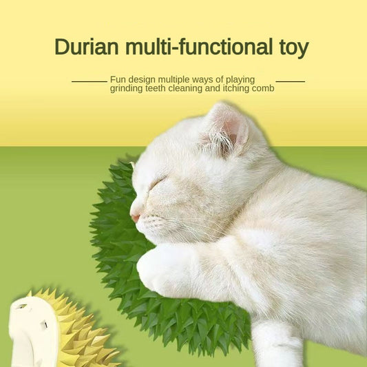 Durian Cat Brush, Dog Cat Self Groomer, Wall Corner Scratcher Massage Combs Durian Shape Molars Eat Slowly Toys Multifunctional Scratch Massager Tool Pets Clean Teeth Healthy Toys  -  - Pets Crazy Shops -