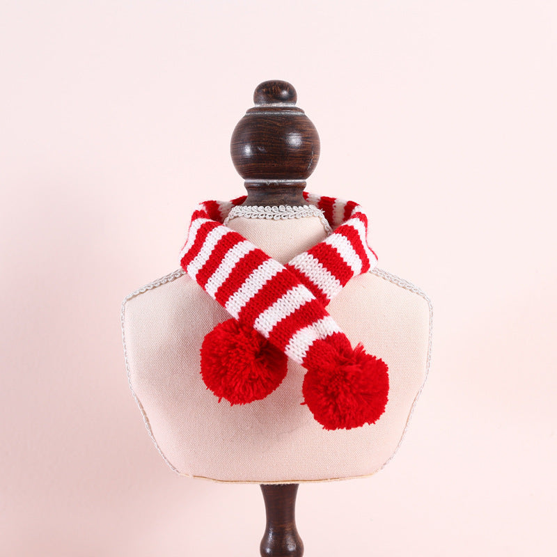 Pet Knitted Woolen Striped Christmas Scarf - Pets Crazy Shops