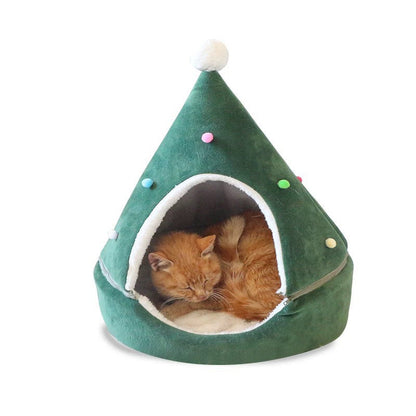Christmas Tree Pet Bed Winter Warm Pet Nest Cat House Dog pet supplies - Pets Crazy Shops
