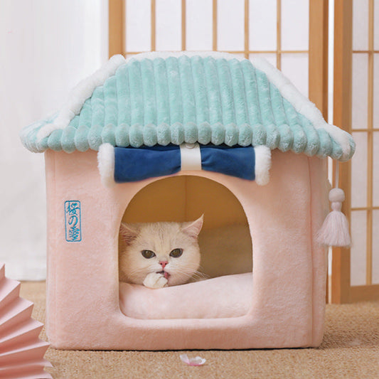 Cat House Removable And Washable Cat Bed Pet Supplies Enclosed Cat House Villa - Pets Crazy Shops