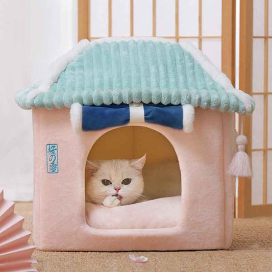 Cat House Removable And Washable Cat Bed Pet Supplies Enclosed Cat House Villa  -  - Pets Crazy Shops -
