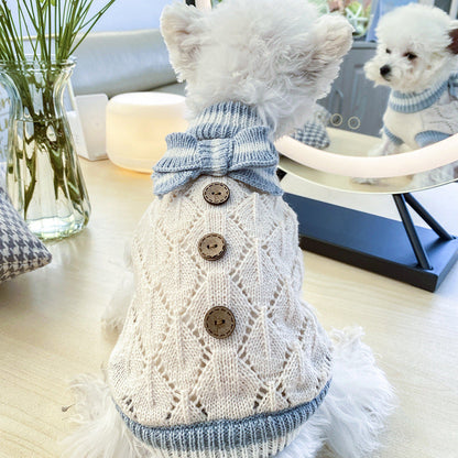 Bowknot Dog Clothes Cat Costume Hollow Knit Dog Sweater - Pets Crazy Shops