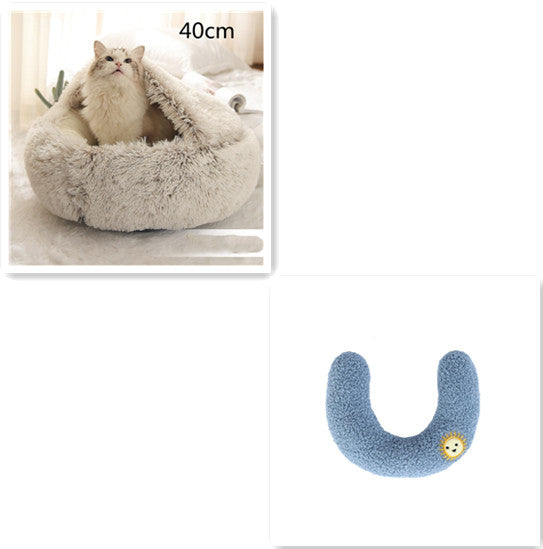 2 In 1 Dog And Cat Bed Pet Winter Bed Round Plush Warm Bed House Soft Long Plush Pets Bed - Pets Crazy Shops