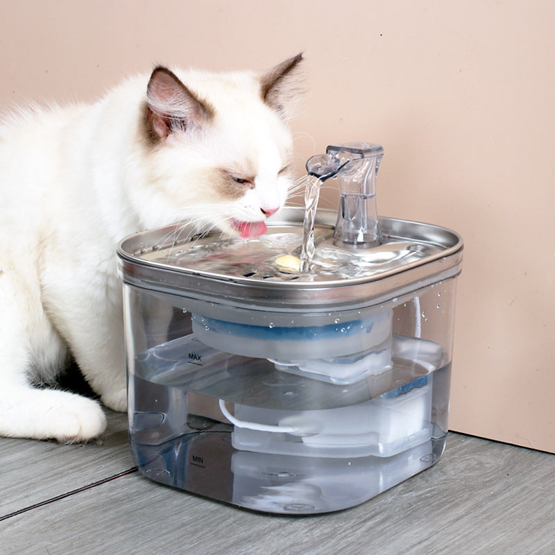 Pet Cat Dog Stainless Steel Automatic Circulation Water Dispenser Intelligent Fountain Pets Accessories - Pets Crazy Shops