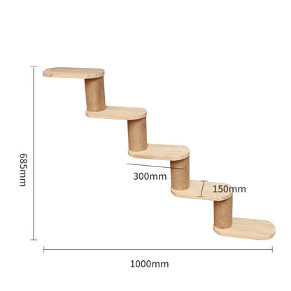 Pet Cat Climbing Frame Wall Type Solid Wood Wall Hanging Platform Ladder Pets Accessories - Pets Crazy Shops