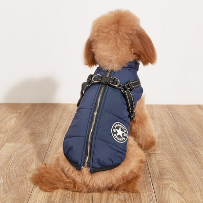 Pet Warm Dog Cotton-padded Clothes Fleece-lined Thickened Reflective Gallus - Pets Crazy Shops