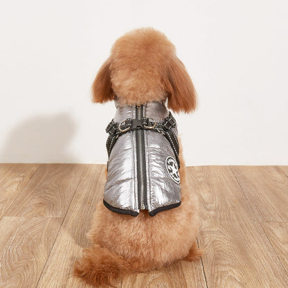 Pet Warm Dog Cotton-padded Clothes Fleece-lined Thickened Reflective Gallus - Pets Crazy Shops