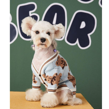 Dog Cat Sweater Preppy Style V-neck Striped Vest Pet Puppy Winter Warm Clothes Apparel For Dogs Cats - Pets Crazy Shops