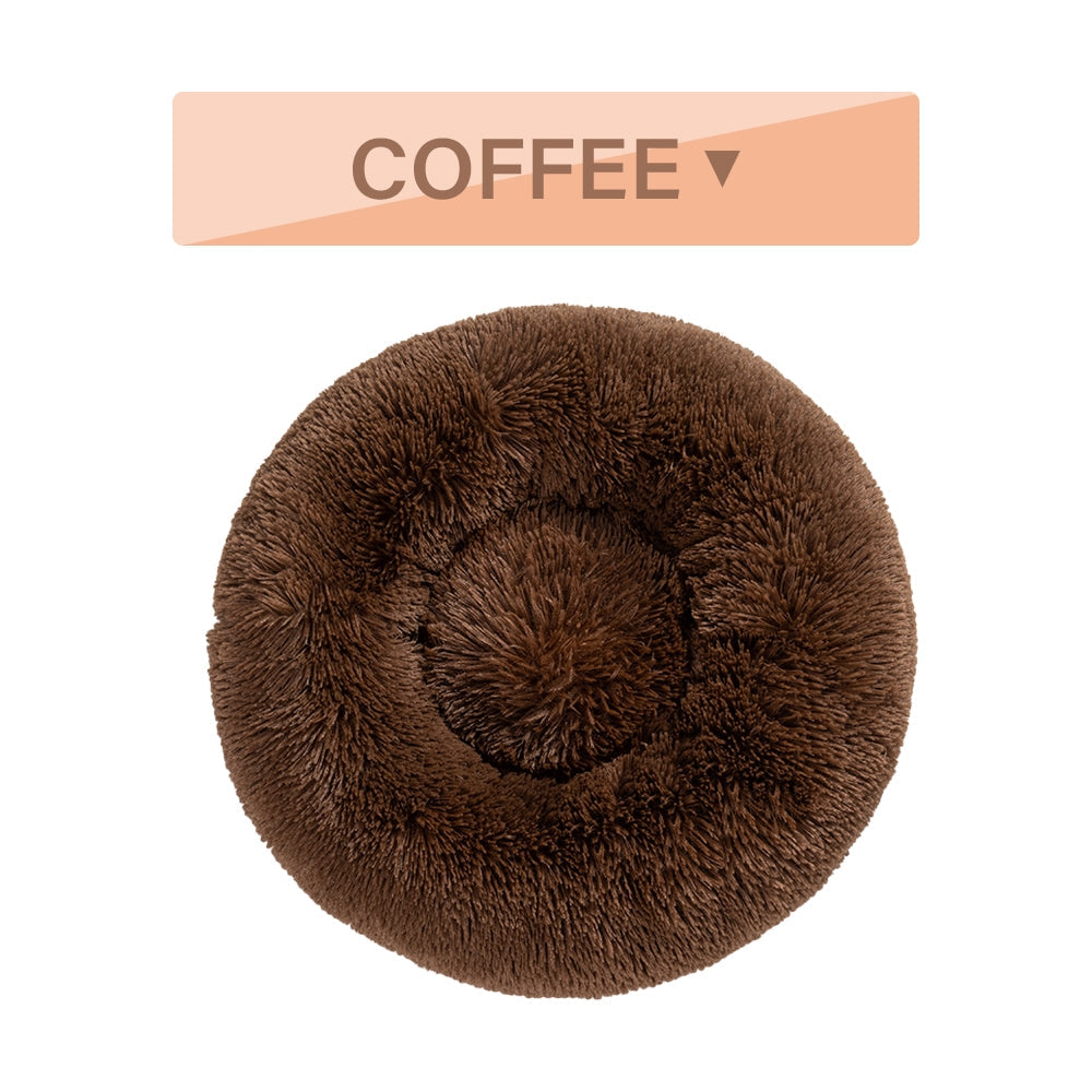 Fluffy Donut Dog Bed  Warm Soft Long Plush Pet Cushion Dog House Cat  Bed Washable Pet Sofa Mat Calming Samll Large Dog Beds - Pets Crazy Shops