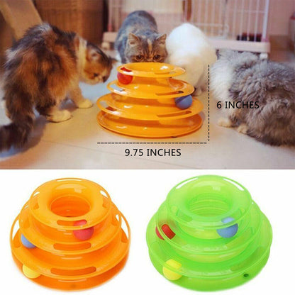 Pet Cat Crazy Ball Disk Interactive Toys Amusement Plate Trilaminar Funny Toy - Pets Crazy Shops