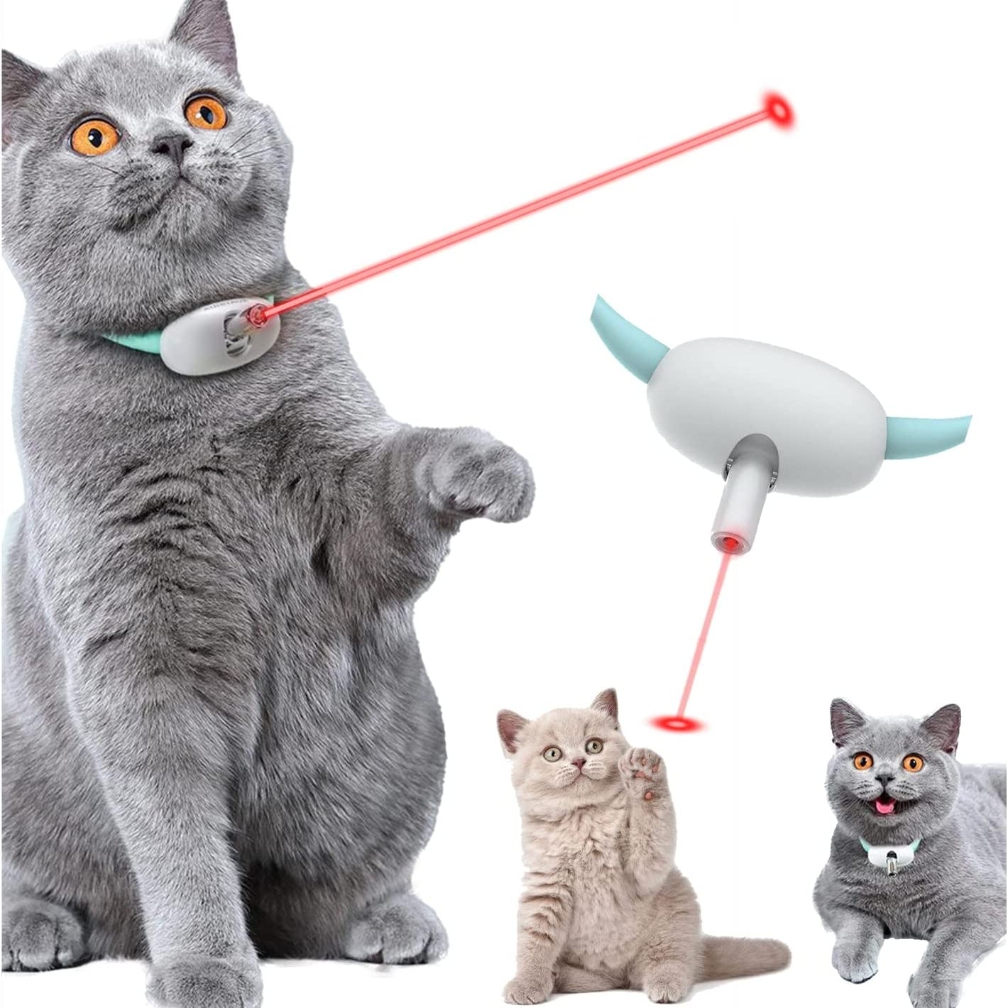 Automatic Cat Toy Smart Laser Teasing Cat Collar Electric USB Charging Kitten Amusing Toys Interactive Training Pet Items - Pets Crazy Shops