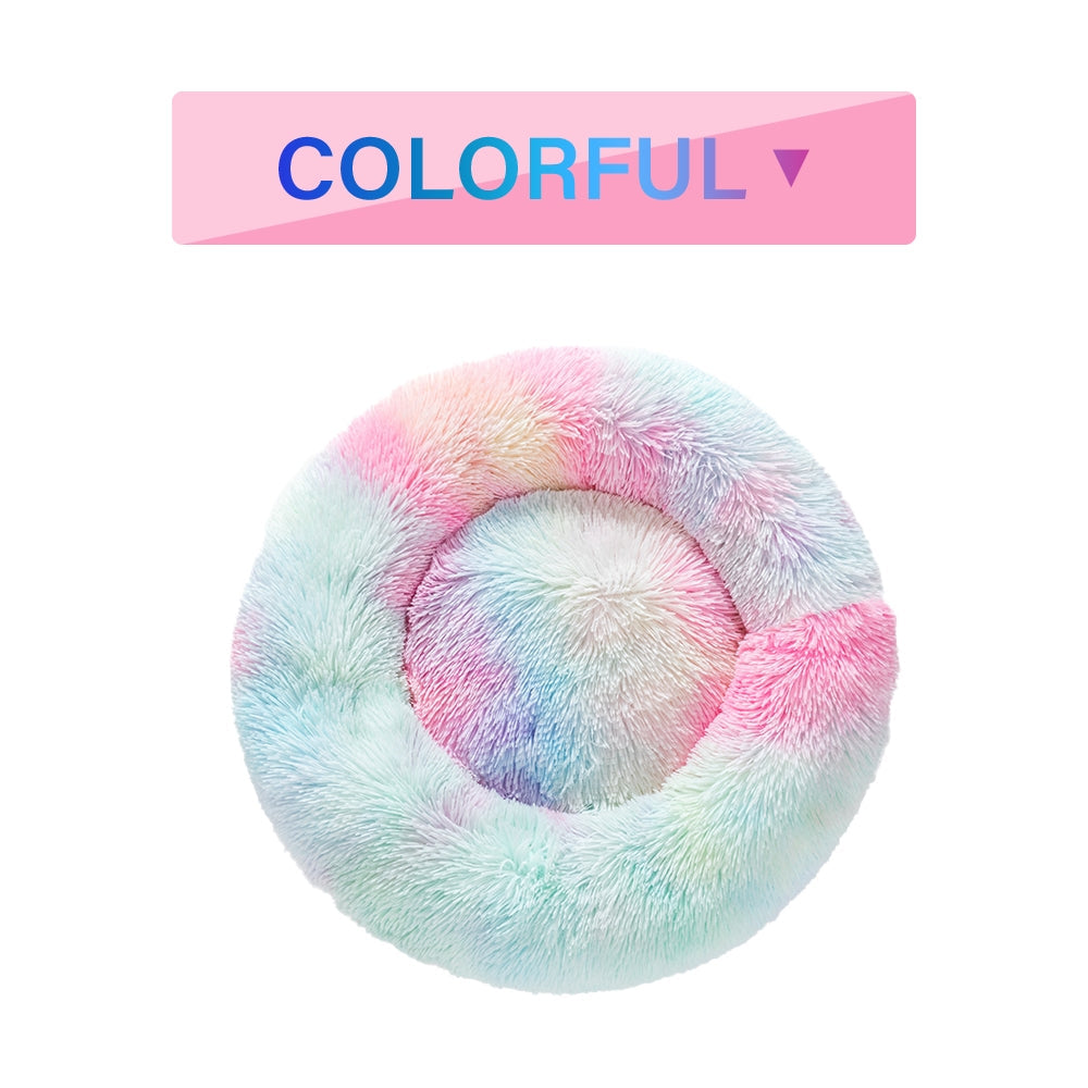 Fluffy Donut Dog Bed  Warm Soft Long Plush Pet Cushion Dog House Cat  Bed Washable Pet Sofa Mat Calming Samll Large Dog Beds - Pets Crazy Shops
