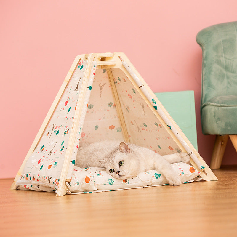 Removable Cat Bed House Dog Bed Kennel Sofa Cushion Puppy Bed Cat Rug Dog House Pet Beds For Dogs Cat House Cama Gatos Dog Tent - Pets Crazy Shops