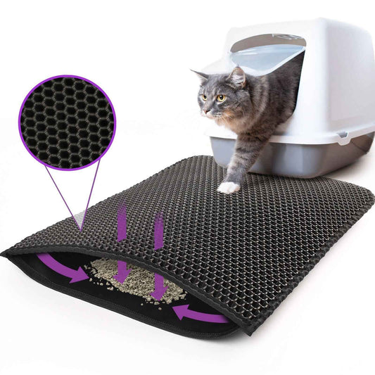 Kitty Cat Litter Mat Trapping Honeycomb Double Layer Design Waterproof Double Layer EVA Cat Litter Pad Waterproof Non-slip Sand Basin Filter Kitten Dog Washable Mattress  -  - Pets Crazy Shops -