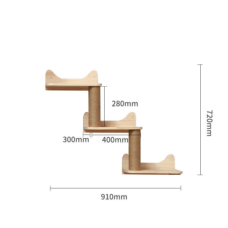 Pet Cat Climbing Frame Wall Type Solid Wood Wall Hanging Platform Ladder Pets Accessories - Pets Crazy Shops