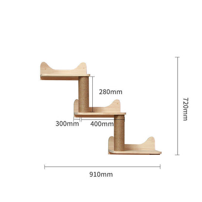 Pet Cat Climbing Frame Wall Type Solid Wood Wall Hanging Platform Ladder Pets Accessories - Pets Crazy Shops