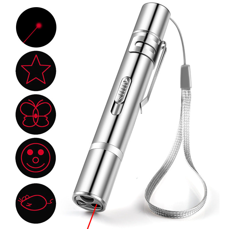 Laser Pointer Cat Toy, Red Dot LED Light Pointer Interactive Toys Indoor Cats Dogs, Long Range 5 Modes Lazer Projection Playpen For Kitten Outdoor Pet Chaser Tease Stick Training Exercise,USB Recharge - Pets Crazy Shops