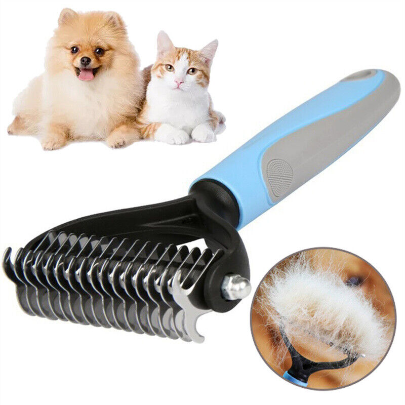 Grooming Brush For Pet Dog Cat Deshedding Tool Rake Comb Fur Remover Reduce 2-Side Dematting Tool For Dogs Cats Pets Grooming Brush Double Sided Shedding And Dematting Undercoat Rake Hair Removal Comb - Pets Crazy Shops
