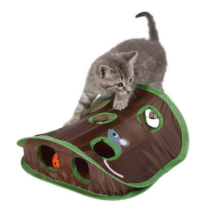 Cute Pet Cat Interactive Hide Seek Game 9 Holes Tunnel Mouse Hunt Intelligence Toy Pet Hidden Hole Kitten Foldable Toys - Pets Crazy Shops
