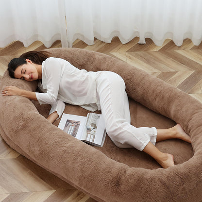 Dog Beds For Humans Size Fits You And Pets Washable Faux Fur Human Dog Bed For People Doze Off Napping Orthopedic Dog Bed - Pets Crazy Shops